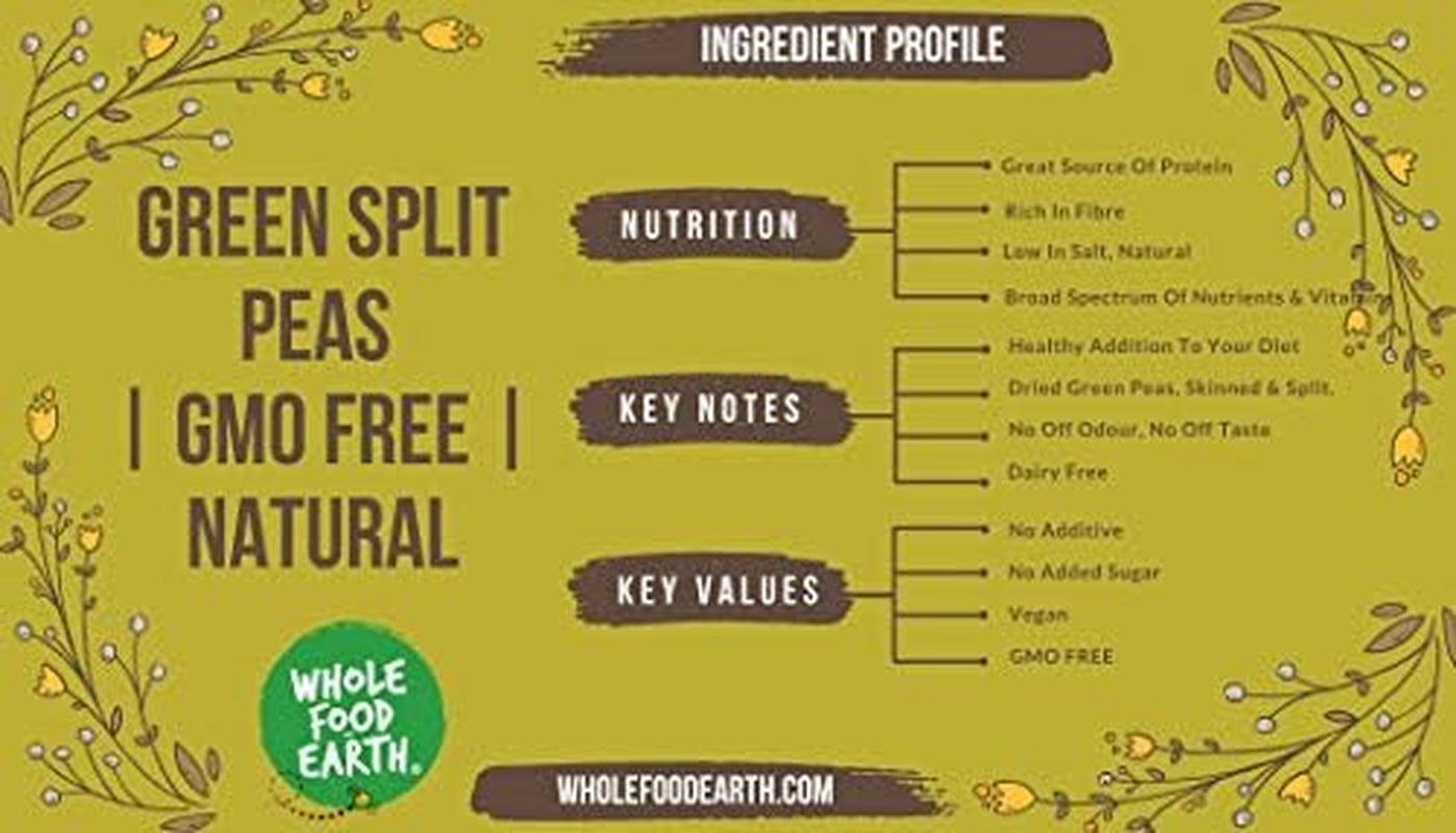 Wholefood Earth økologiske splittede grønne ærter – 1 kg