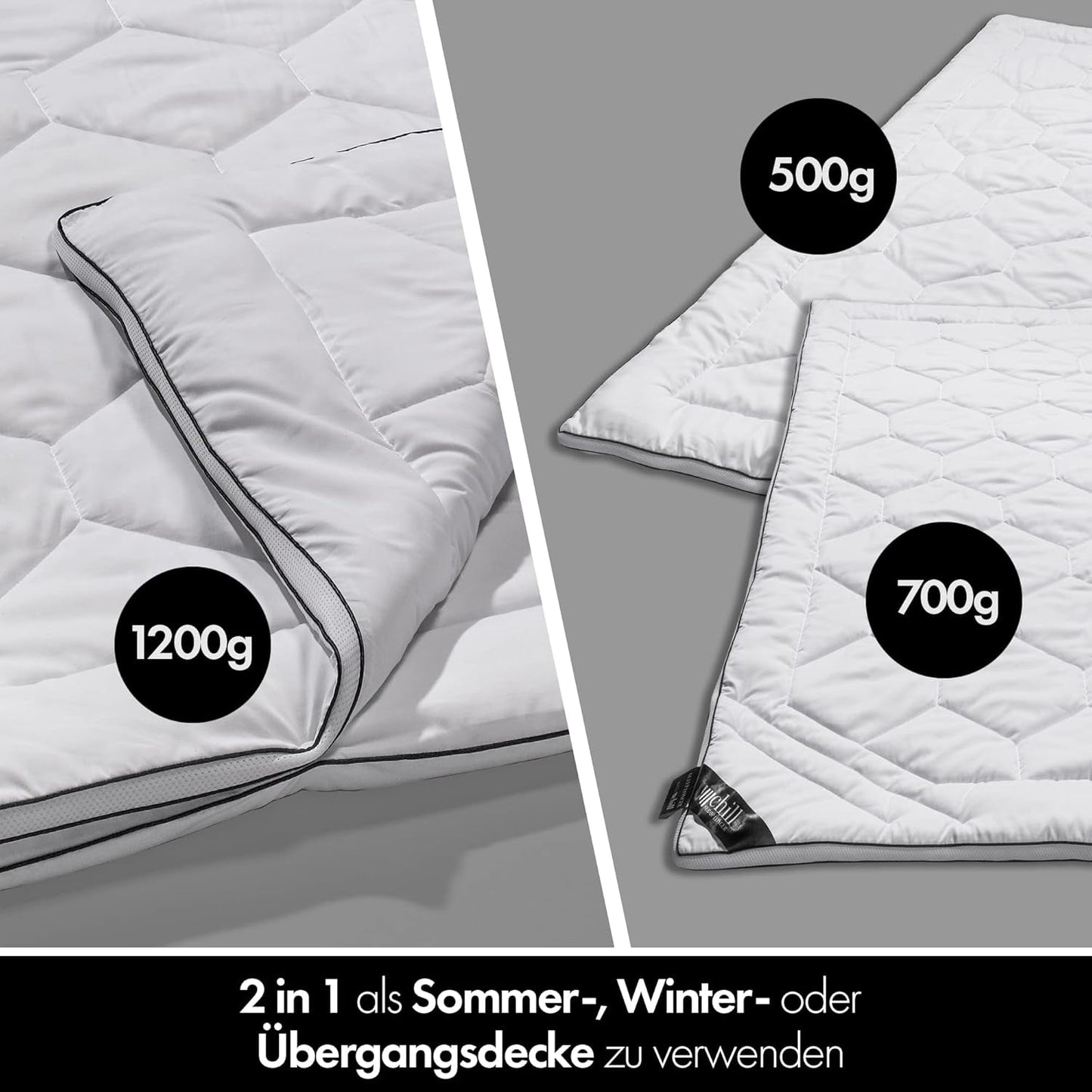 4 Seasons Quilt 135X200-2 i 1 All-Season Quilt 135X200 - Åndbar, vaskbar og vegansk dyne - Duo Quilt med komfortbånd til at sove - 500G & 700G Fyldende dyner og dyner Naty Shop