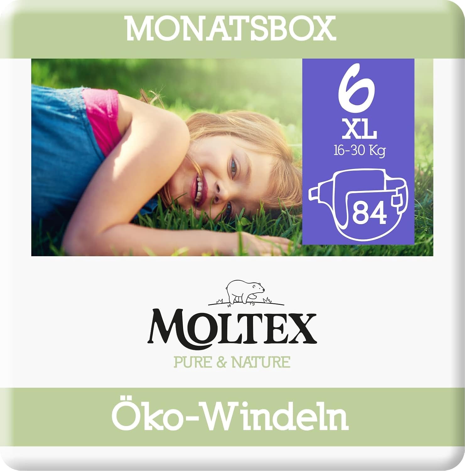 Pure & Nature Økologiske bleer Størrelse 6 XL (17-28 kg) Månedsæske 84 Økologiske bleer