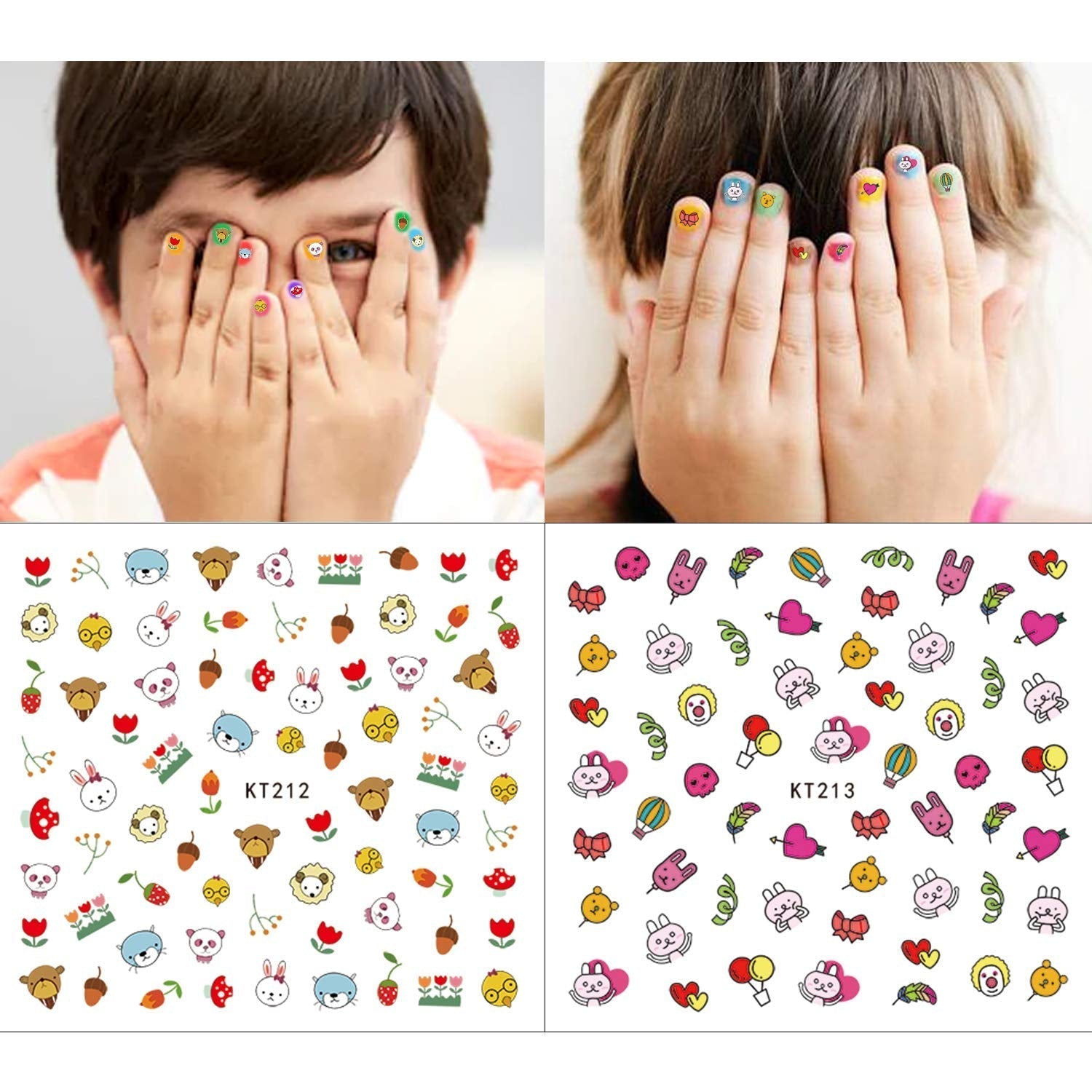 Neglestickers til børn, piger 600+ designs Dyr Frugter Dinosaurer Biler Blomster 3D selvklæbende neglestickers til børn Fødselsdagsfest Te Neglesalon og spa-gave