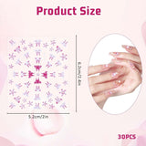 3D Nagelsticker 30 Blatt Nagelsticker Selbstklebend Blumen Blumenherzform Nageldesign Nagelsticker Nageldesign Tilbehør Nagelaufkleber Für DIY Dekoration, Maniküre, Handyhüllen