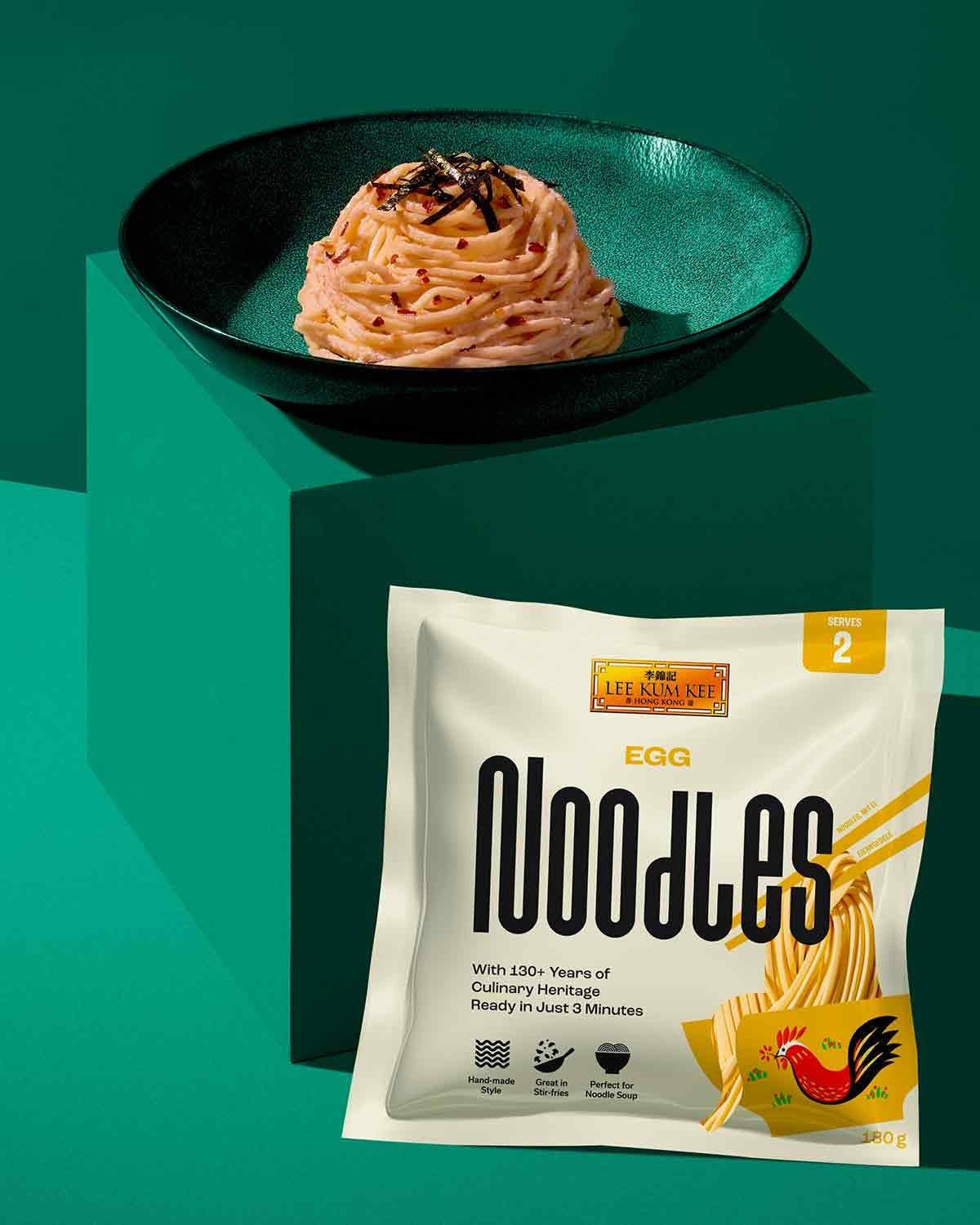 LEE KUM KEE ægnudler - asiatiske ægnudler, klassikerne til wokretter og supper, halvtørre nudler, klar på 3 minutter, to portioner pr. pakke, 6 x 180g multipak
