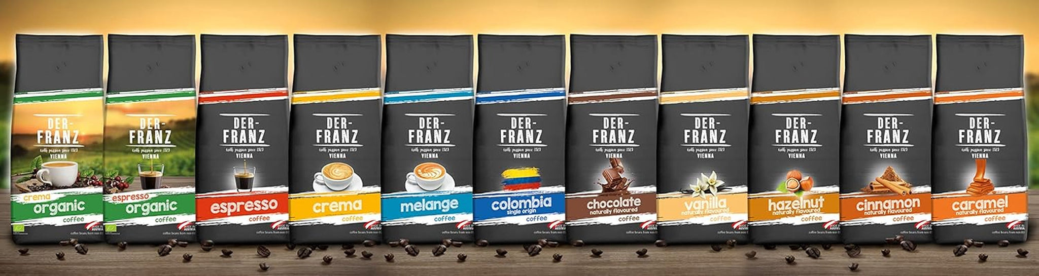 Der-Franz Melange kaffe, styrke 3/5, 100 % Arabica, hele kaffebønner, 4 x 1000 g
