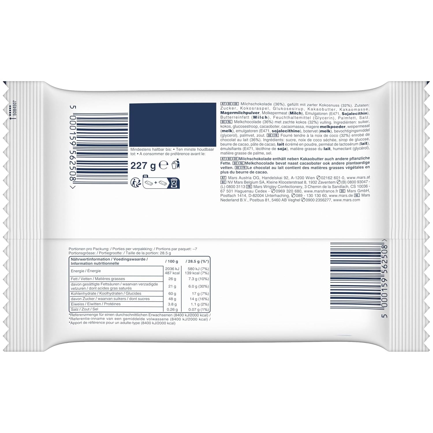 Bounty Minis Chokolade Bulk Pack, Fine Coconut Mini Chocolate Bars, 227 g, Chokolade Gave Idé, Chokolade Bulk Pack