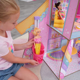 Kidkraft Candy Castle Trædukkehus med møbler og tilbehør, Lama Unicorn Figure House, Ice Cream Cake Lift og gummistol til dukker, Legetøj til 3 år gammel, 20242 Naty Shop Dukkehuse