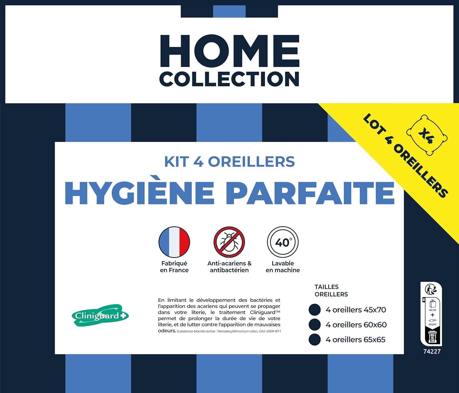 Bleu Câlin Home Collection Sæt med 4 puder Cliniguard Anti-Mite White 60X60 Cm Standard puder Naty Shop