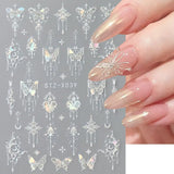 3D Metallic Schwarz Schmetterling Nagelsticker - Laser Pink Aurora Nagelaufkleber - Punk Butterfly Nail Art Stickers - Sølv Nail Sticker - Nageldesign Tilbehør