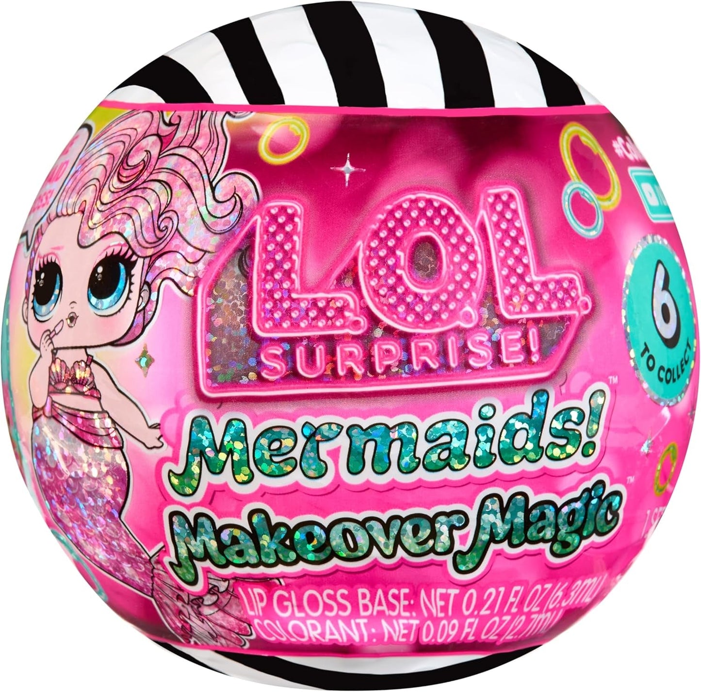 LOL overraskelse! Mermaids Makeover Magic Tots - Ægte lipgloss for dig og din dukke at lave selv, blande og skabe makeup, Sjov vandleg, 6 dukker at samle - Alders 4+