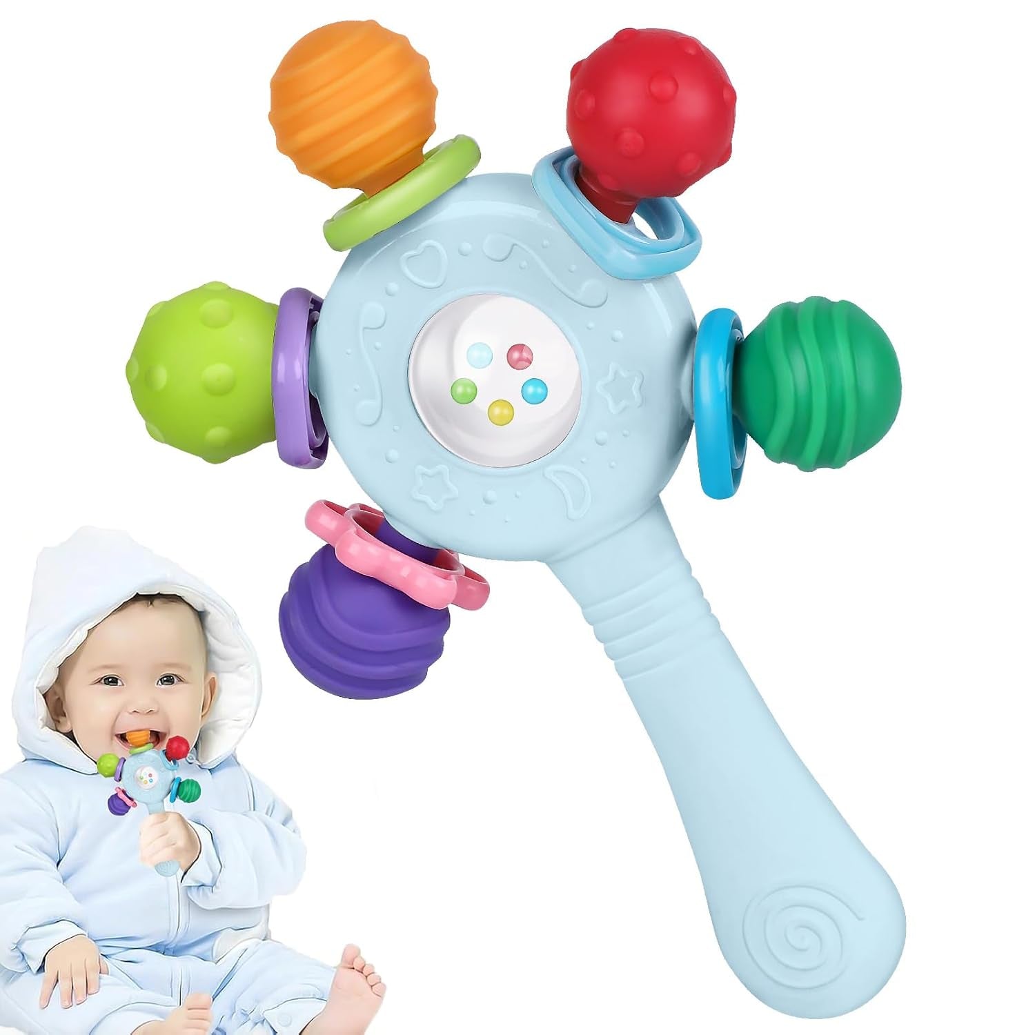 Babybidere i fødevarekvalitet - BPA-fri, kvælningsbestandig design, forstærket greb, velegnet til hørelse og tandudvikling, ideel til babyer 0-36 måneder (hvid)