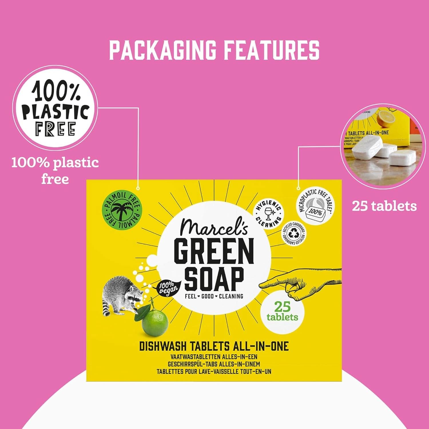 Marcel'S Grøn Sæbe Opvaskemaskine Tabs Alt-i-En - Grapefrugt & Lime - 25 stykker Køkkenopvaskemidler Naty Shop