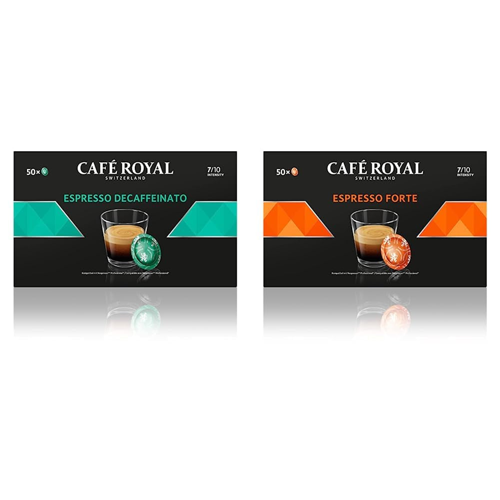 Espresso Forte 50 Pads til professionel Nespresso Machine - 7/10 Intensity - UTZ-zertifiziert & Espresso Decaffeinato 50 Pads til professionel Nespresso Machine - 7/10 Intensity