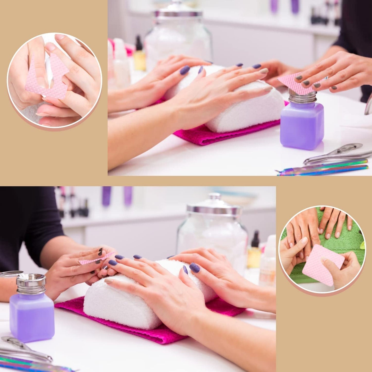 300 Stück Nagellackentferner Pads, Fusselfreie Nägel Wattepads Für Nägel Nagellackentferner Fnugfri Negleservietter Cleaner Gelnägel - Rosa