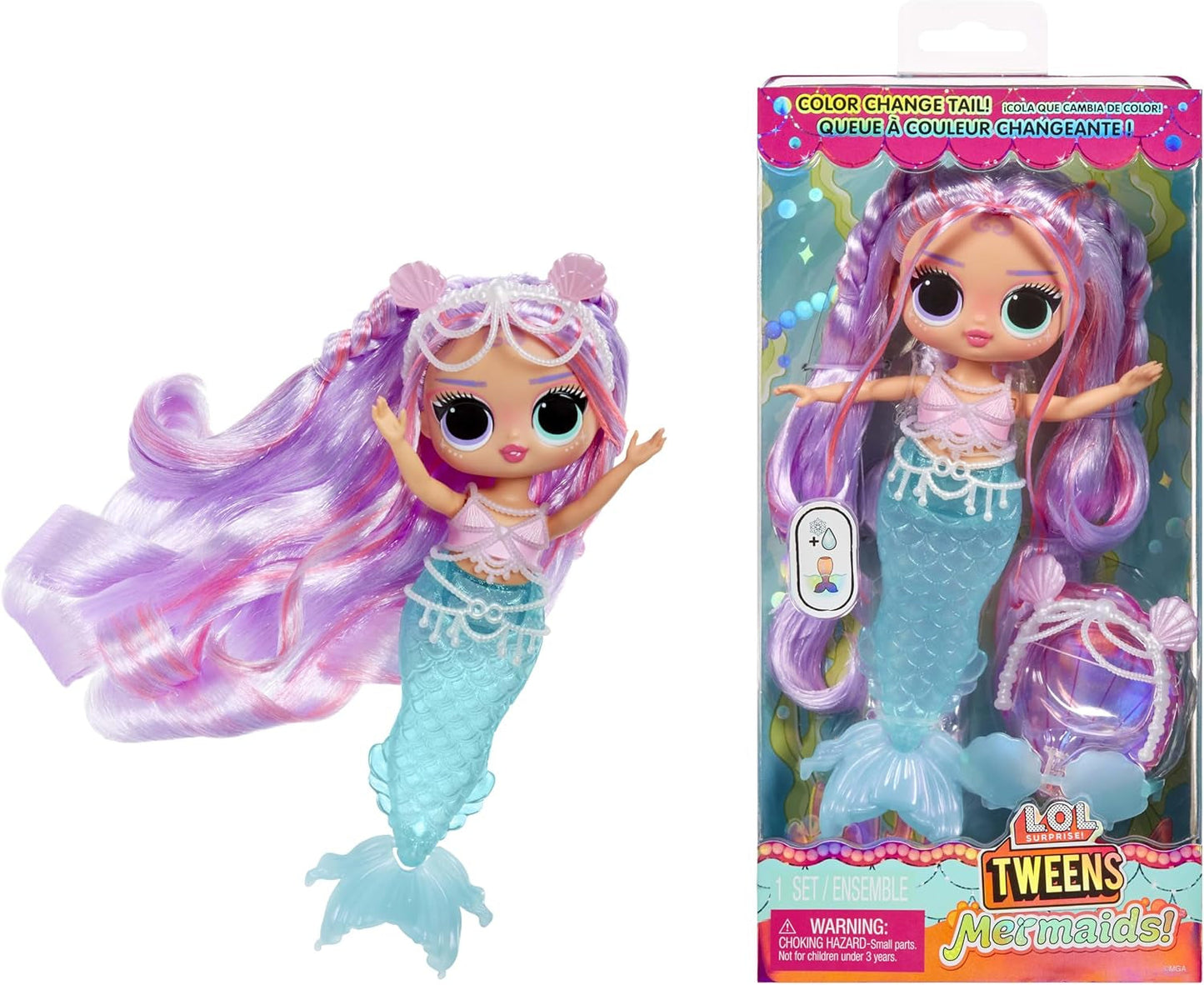 L.O.L. Overraskelse! Tweens - Mermaid Lola Waves - modedukke med farveskiftende hale, bevægelig finne og smukt tilbehør - legetøj til børn og samlere fra 4 år Naty Shop Dolls Lana Marine