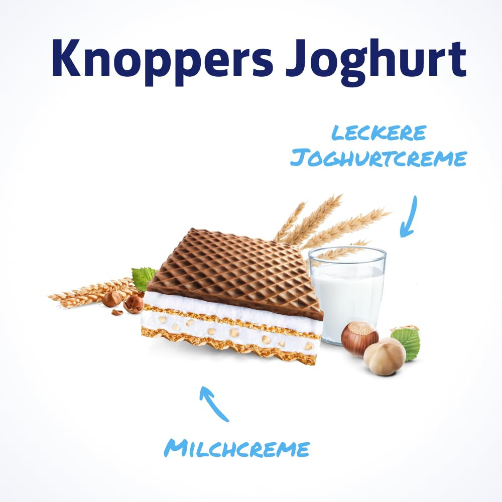Yoghurt – 4 x 200 g – Vaffelskiver fyldt med yoghurt og nougatcreme, hasselnødder og kakao