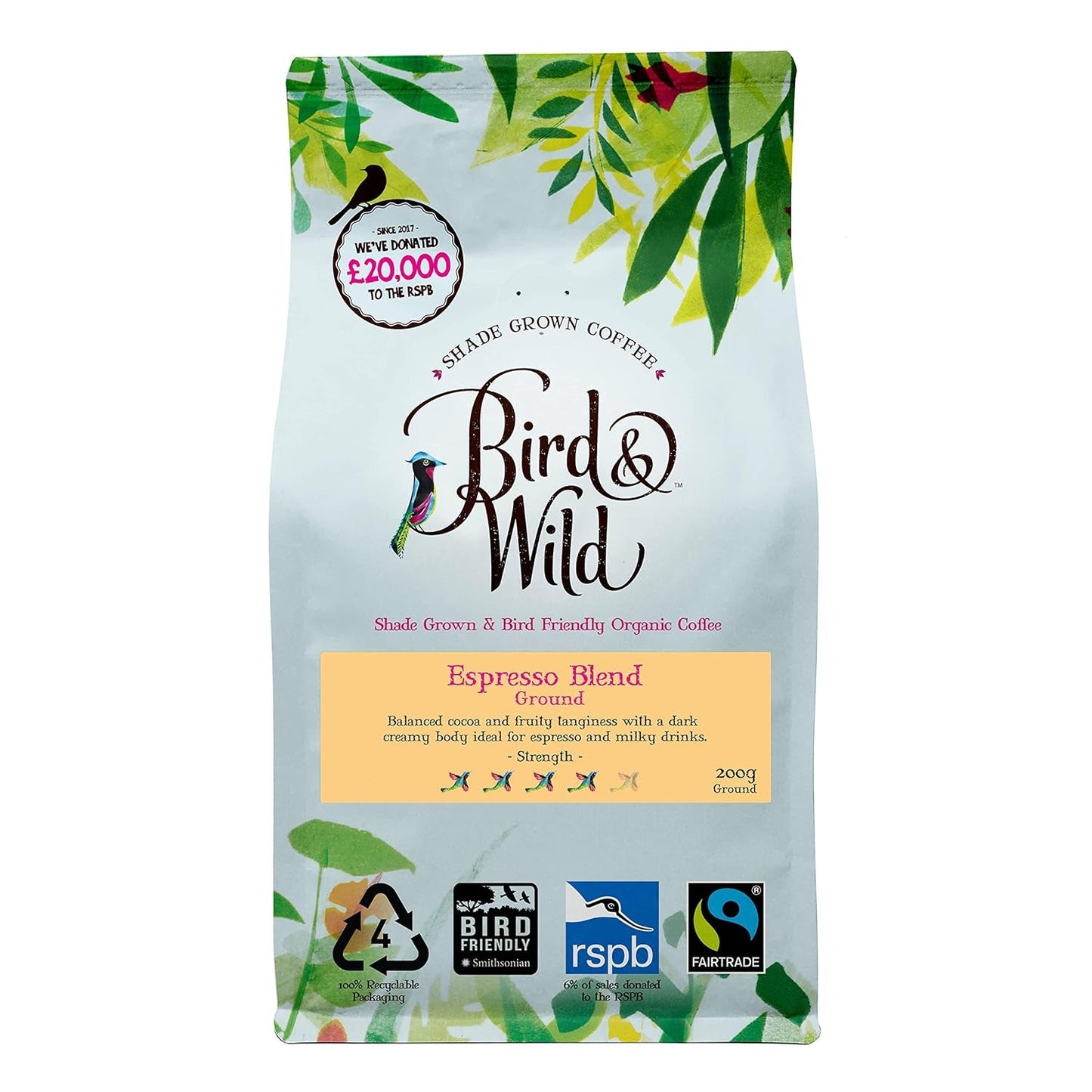 Signature Espresso Blend, Fairtrade, Hele Bønnekaffe, Økologisk, Skyggedyrket, Fuglebeskyttet, Nettovægt 200 g