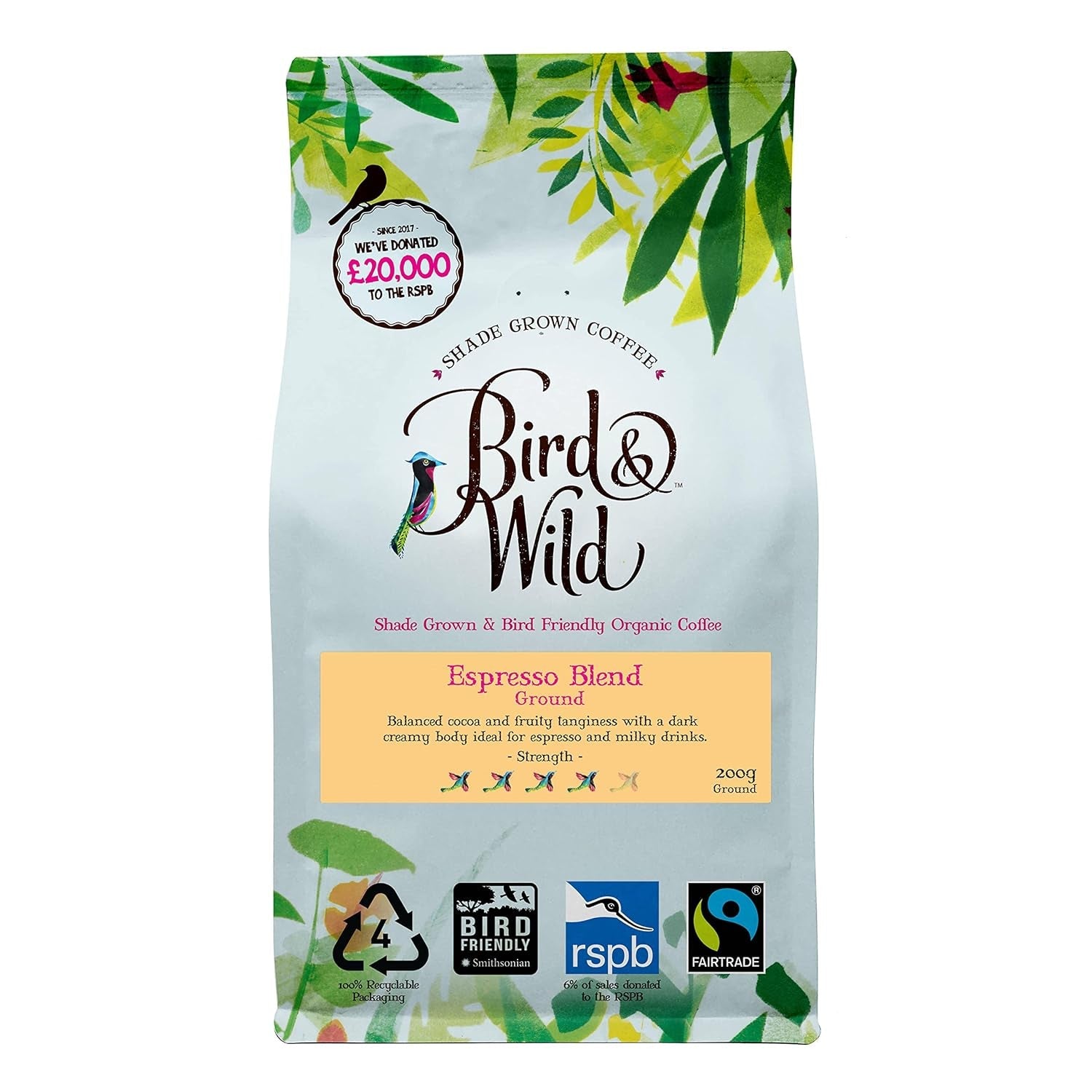 Signature Espresso Blend, Fairtrade, Hele Bønnekaffe, Økologisk, Skyggedyrket, Fuglebeskyttet, Nettovægt 200 g