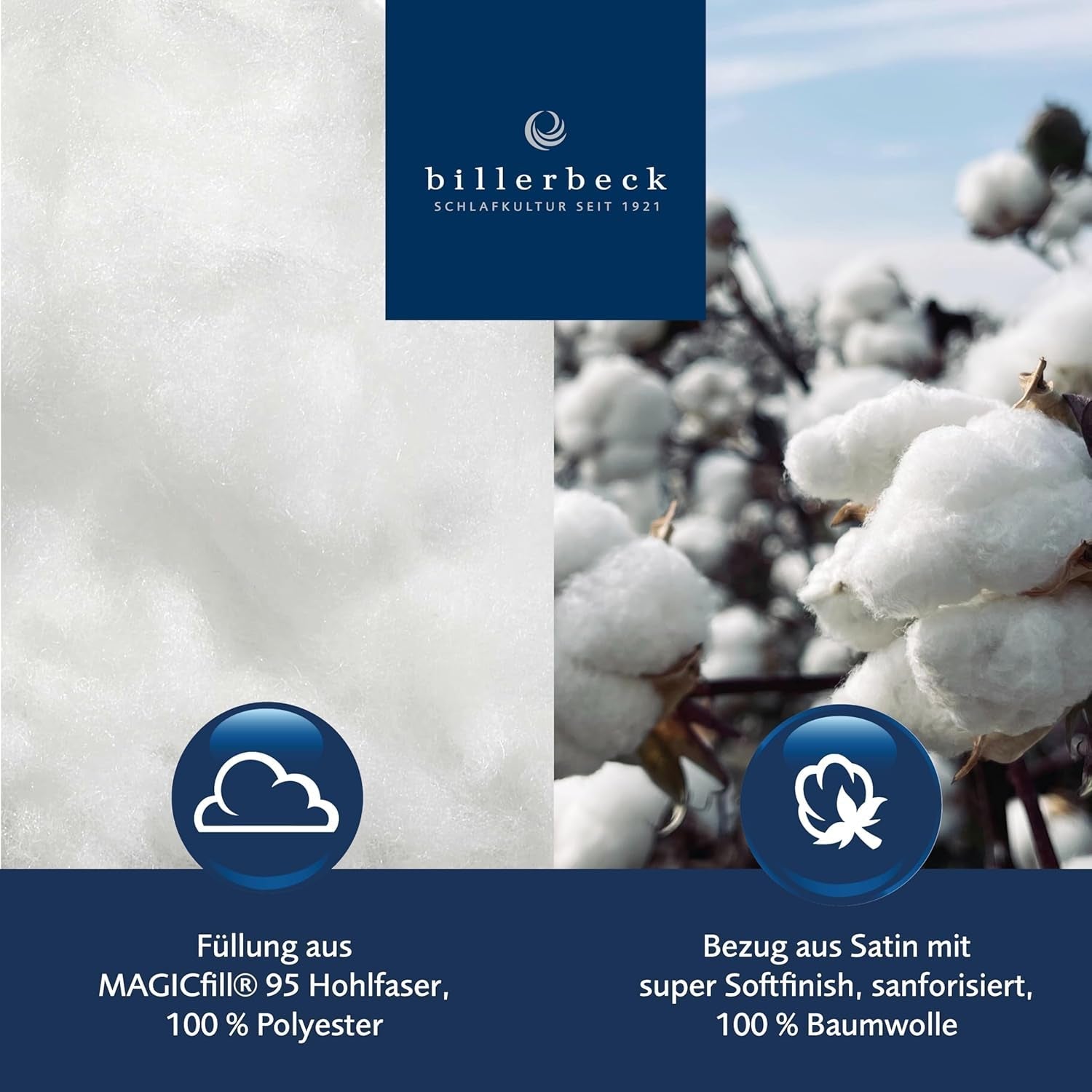 Billerbeck E22 Wash-Star UNO quilt - helårsdyne - 135 X 200 cm - fiberdyne - Magicfill® - hule fibre, 100 % polyester - med Eco Wash-Egg dyner og dyner Naty Shop
