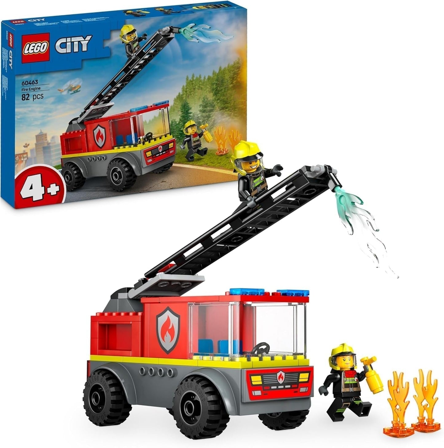 LEGO City Fire Ladder Truck - Legetøjsbrandbil med 2 brandmandsminifigurer til drenge og piger fra 4 år - pædagogisk legetøj - gave til førskolebørn 60463 Byggesæt Besuche den LEGO-Store Standardtitel