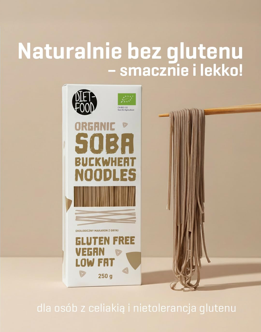 DIET-MAD Bio Buchweizen Soba Nudeln Lebensmittel Pasta Vegan Glutenfreie Lactosefrei Sojafrei Nudeln for Vegetarier og Veganer 250 Gramm