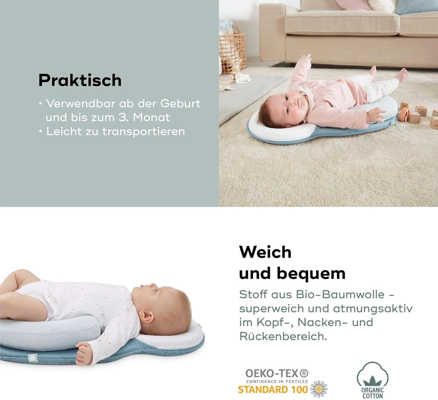 Babymoov Cosydream Mosaik positioneringspude til babyer til at lindre kolik og forebygge plagiocephali, 0-3 måneder Tilbehør Mad og Amning Bebe Naty Shop