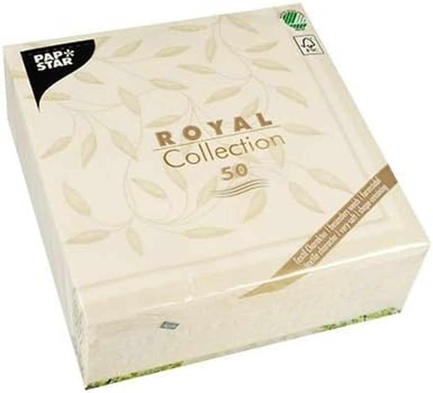 Papstar, 50 servietter "ROYAL Collection" 1/4-fold 40 Cm X 40 Cm champagne "New Mediterranean", #11651