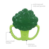 Infantino Lil' Nibbles, tekstureret silikonebider, BPA-fri babybitring, blødt, let at holde, sansestimulering til spædbørn, broccoli