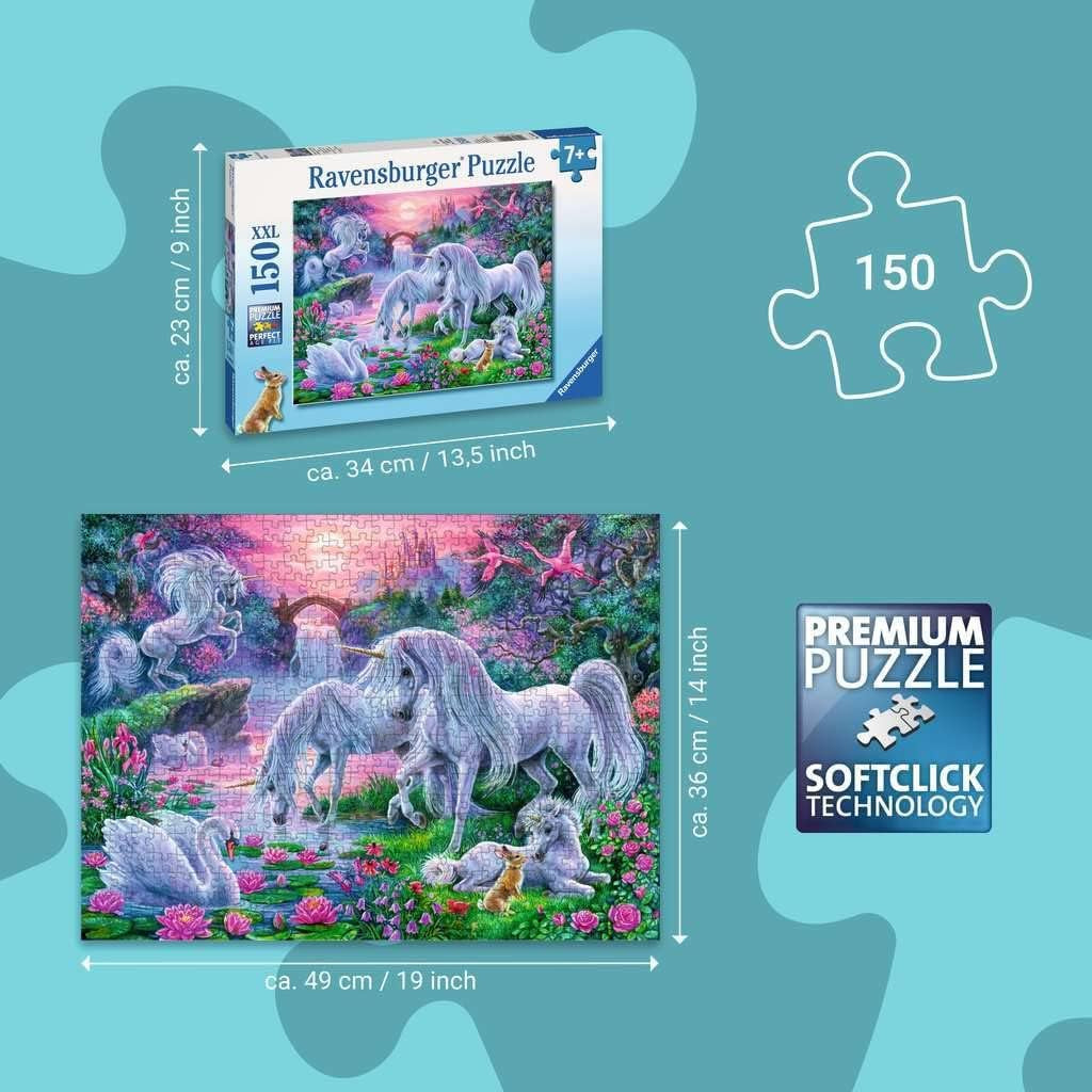 Ravensburger puslespil til børn - 10021 Einhörörner Im Abendrot - Fantasy puslespil for børn over 7 år, med 150 brikker i XXL-format Puslespil Naty Shop