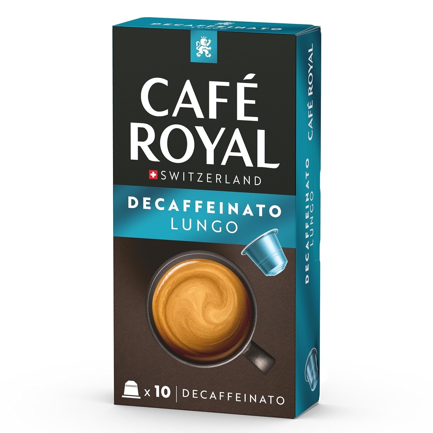 Café Royal Lungo Decaffeinato – Nespresso®-kompatible kaffekapsler, 100 % Arabica, Intensität 5/12, Rainforest Alliance, koffeinfri, 100 kapsler
