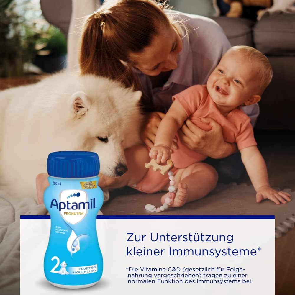 Aptamil Pronutra 2, tilskudsmælk efter 6 måneder, drikkeklar babymælk (4 x 200 ml)