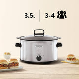 Slow cooker Crockpot,| 3,5 liter (3-4 personer), beholder til bruning af kød og grøntsager, rustfrit stål Slow Cooker Naty Shop