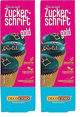 Decocino Red Sugar Lettering - Madfarvebogstaver - Praktisk rør til mærkning af fondant og glasur - Bagepynt til kager, kager og cupcakes! (Pakke med 2)