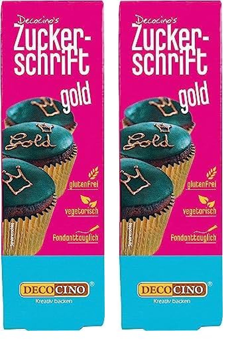 Decocino Red Sugar Lettering - Madfarvebogstaver - Praktisk rør til mærkning af fondant og glasur - Bagepynt til kager, kager og cupcakes! (Pakke med 2)