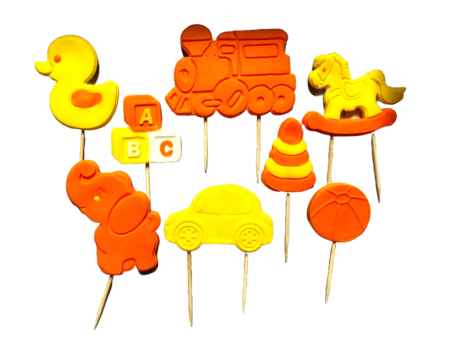Sæt med 8 spiselige sukkerpynt, Naty Shop Sugar Paste Decoration Toys