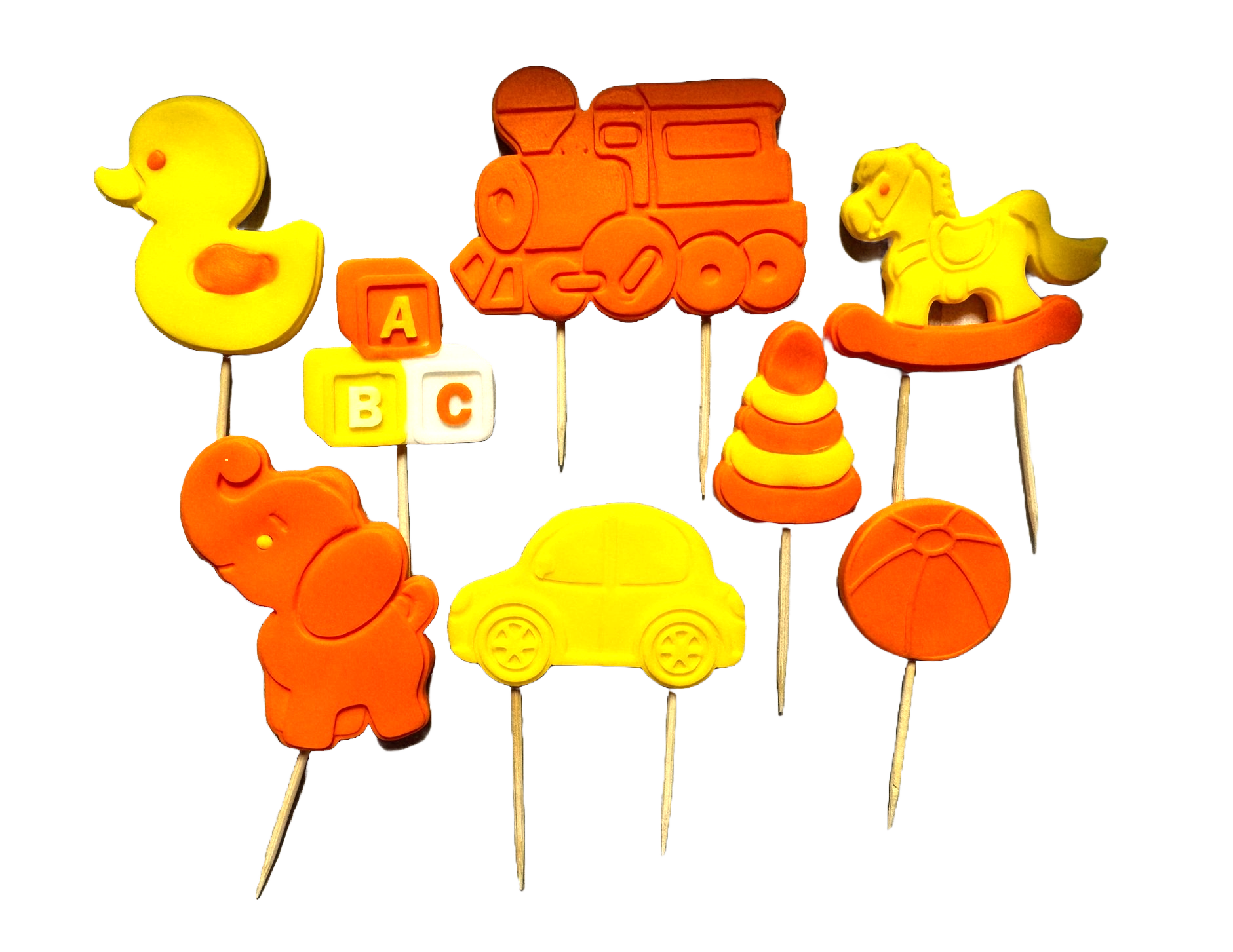 Sæt med 8 spiselige sukkerpynt, Naty Shop Sugar Paste Decoration Toys