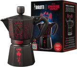 Bialetti Moka Express Stranger Things 6-kops kaffemaskine, musikknap med USB-C-opladningsfunktion, ikke egnet til induktionskogeplader, 6 kopper (270 ml), sort