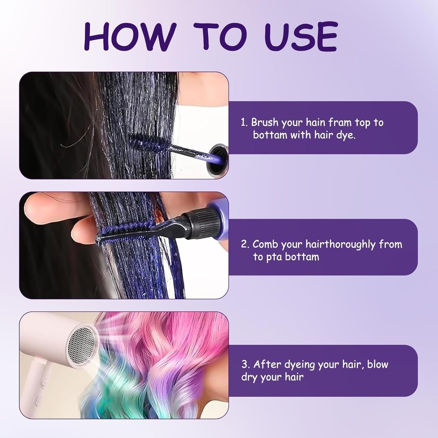 5 farver Midlertidig hårfarve Farvet hårvoks hårmascara Midlertidig hårfarvemascara til piger og kvinder Vaskbar hårfarve Kridt Velegnet til fødselsdage Cosplay DIY Halloween hårfarve Naty Shop