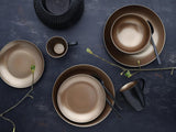 CreaTable, 23598, GLAMOR Series - Guld, 16-delt porcelænssæt, Porcelænskombinationsservice, Tåler opvaskemaskine og mikroovn, Kvalitetsfremstilling
