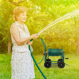 Relaxdays slangevogn op til 60m 4 massive gummidæk Klikkobling Metalslangetromle Slangedispenser Grøn