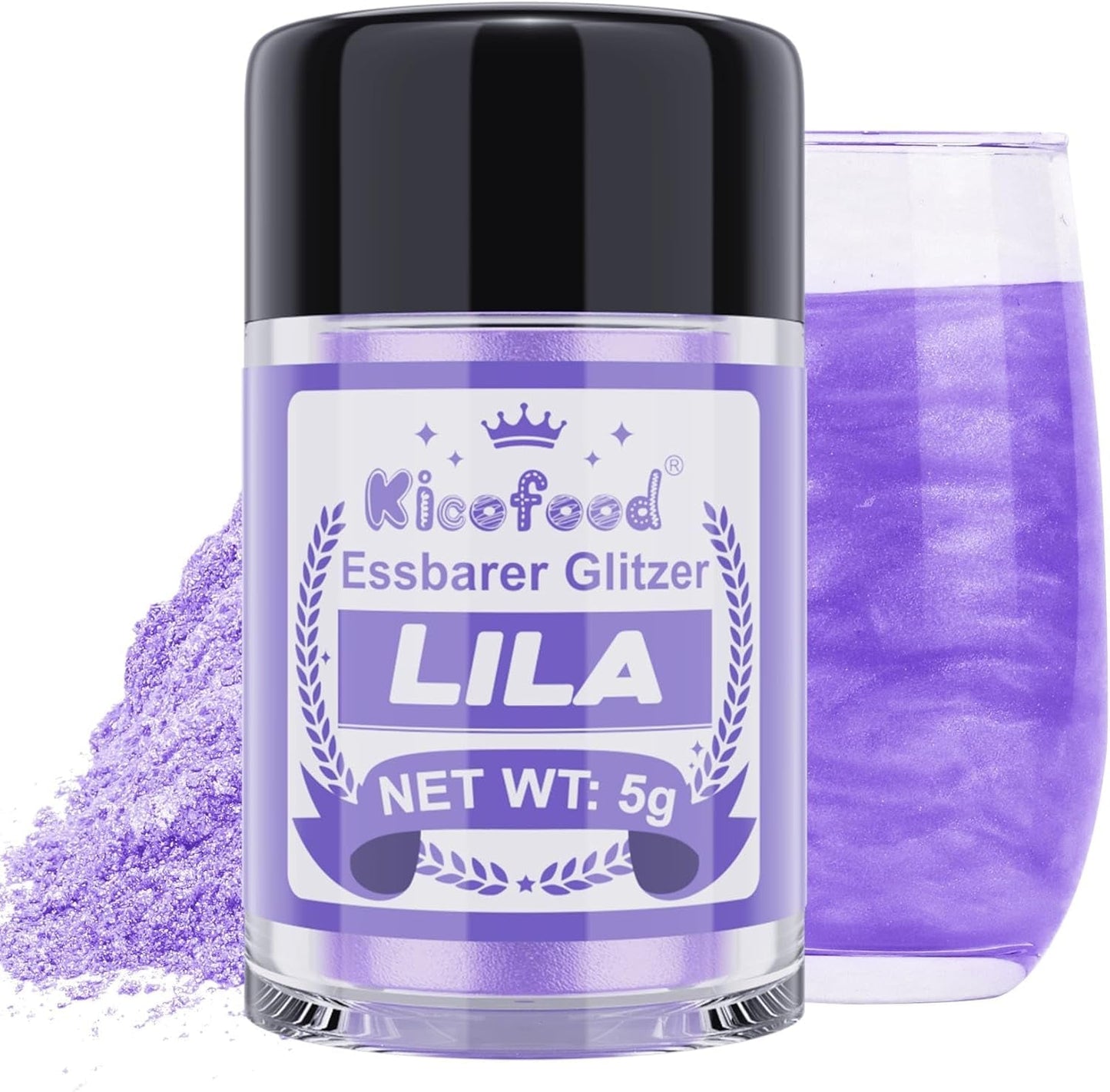 Kicofood, spiseligt glitter, 5 gram, forskellige farver Glitter Naty Shop Lilac Purple