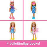 Barbie Chelsea dukke og garderobe legesæt med tøj og tilbehør, 17 dele sæt, foldbart til rejseleg og opbevaring, HXN03 Naty Shop Dolls