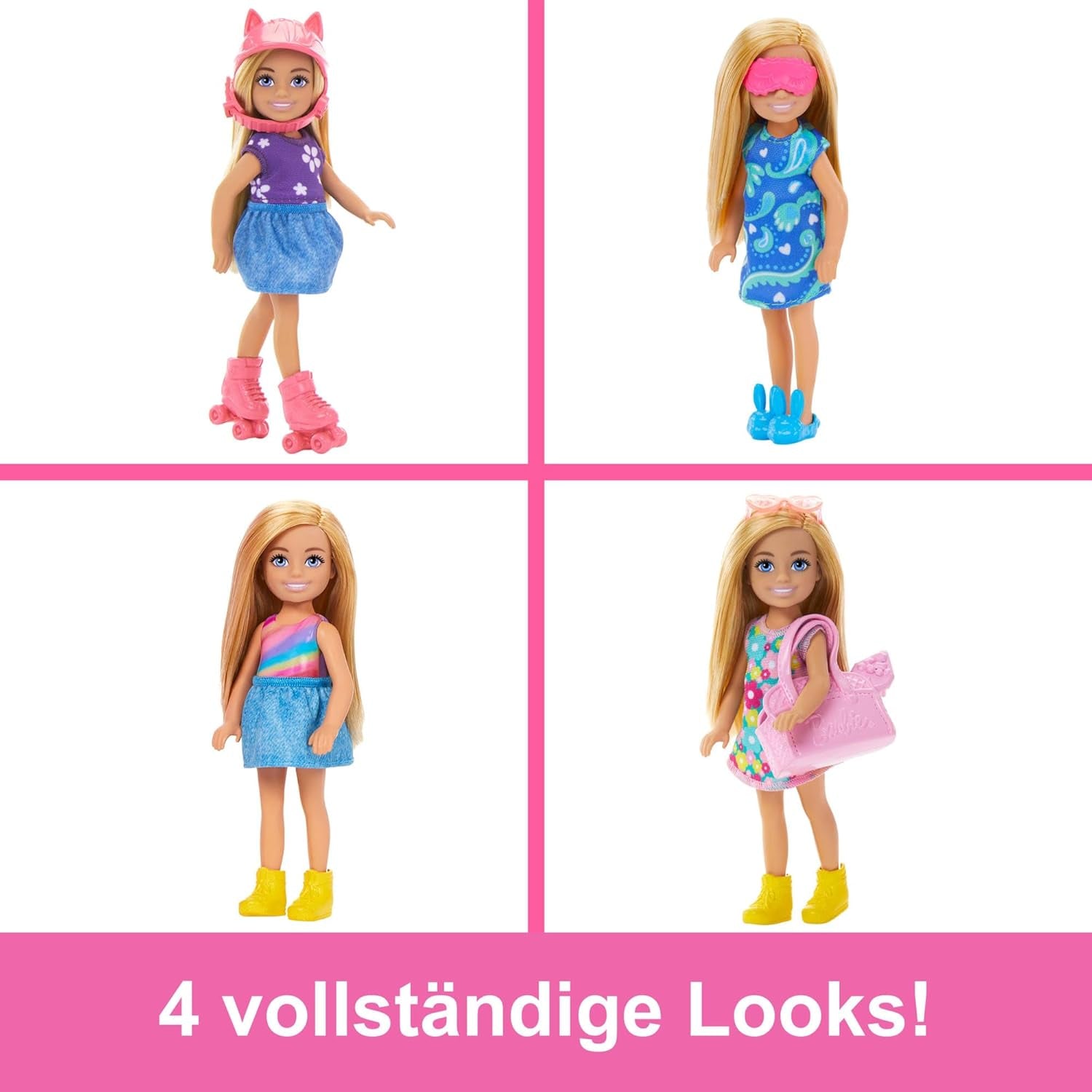 Barbie Chelsea dukke og garderobe legesæt med tøj og tilbehør, 17 dele sæt, foldbart til rejseleg og opbevaring, HXN03 Naty Shop Dolls