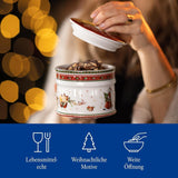 Villeroy & Boch - Winter Bakery Delight Lille opbevaringsboks, keramisk julekageæske, juleæske, småkagedåse, småkagedåse, keramisk æske med låg, slikopbevaring, premium porcelæns madopbevaringsbokse Naty Shop