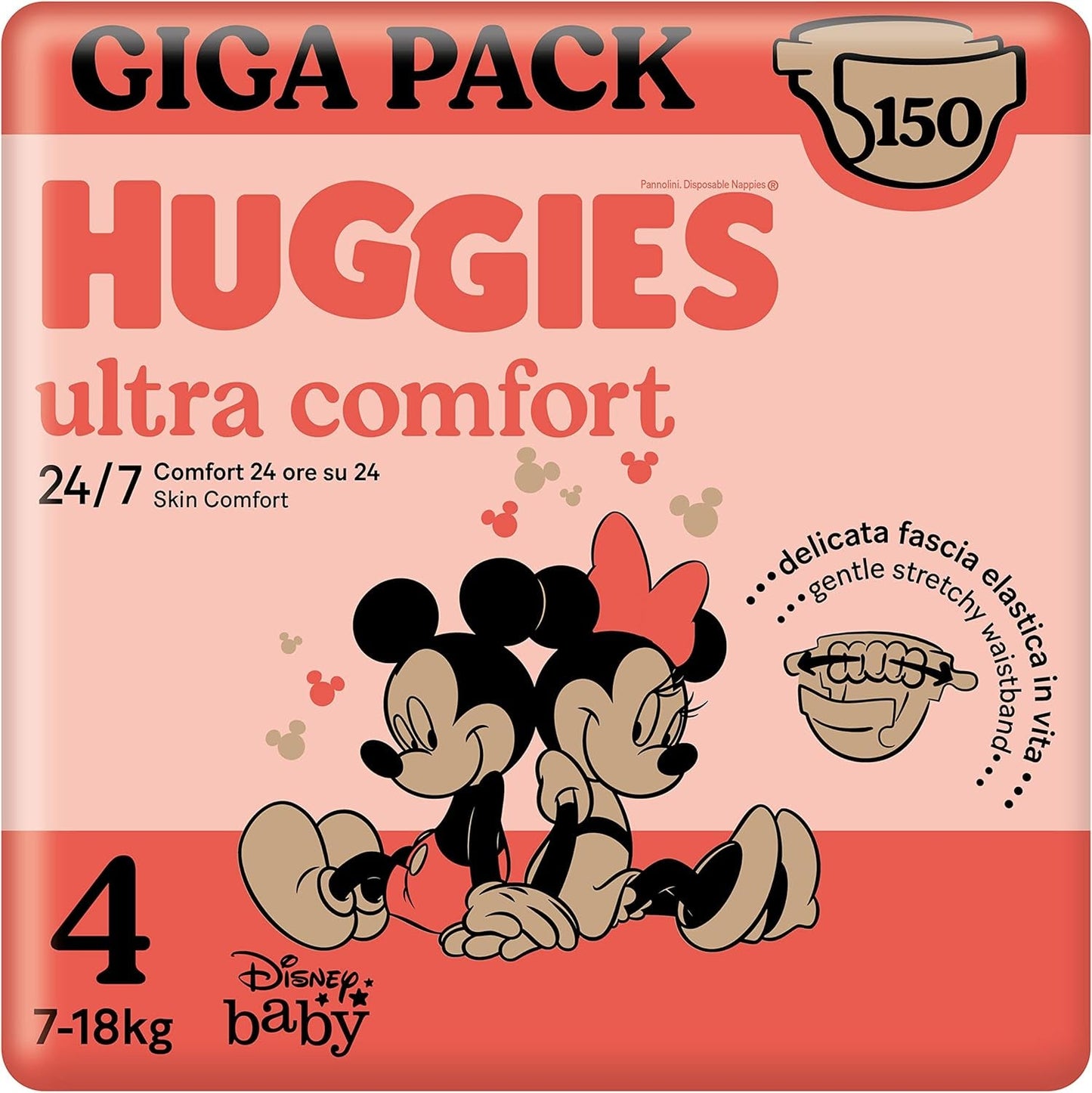 Huggies Ultra Comfort bleer, str. 4 (7-18 kg), Disney Design, Value Pack, 150 stk.