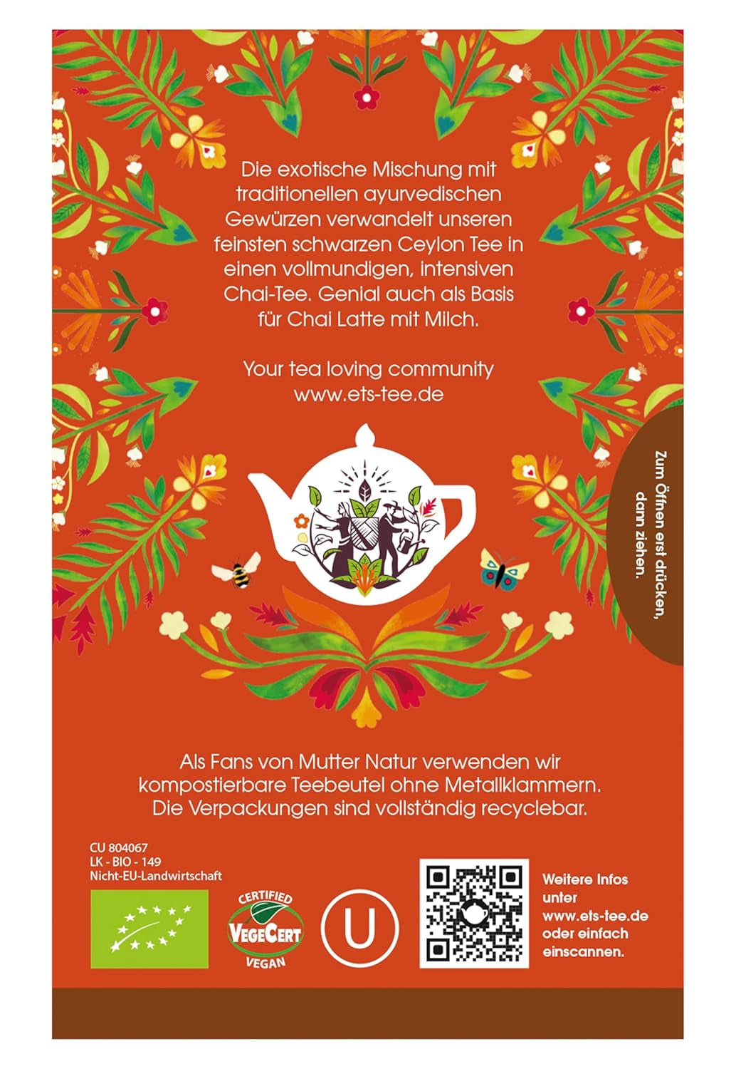 ETS - Chai Black Tea, Naturland BIO, 20 teposer (pakke med 2)