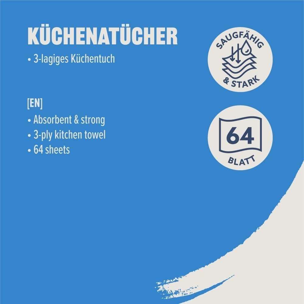 Af Amazon køkkenrulle, 3-lags, 16 ruller (4 ruller, pakke med 4), 64 ark pr. rulle, Fsc-certificeret