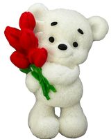 Spiselig sukkerdekoration, Bamse med tulipaner Dekorationer fra Naty Shop Sugar Paste
