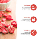 '- 150 g 100% naturlige og rene frysetørrede jordbær - Skivede tørrede jordbær - Frysetørrede tørrede frugter uden tilsat sukker - Usødede jordbærchips Dehydrerede produkter Naty Shop