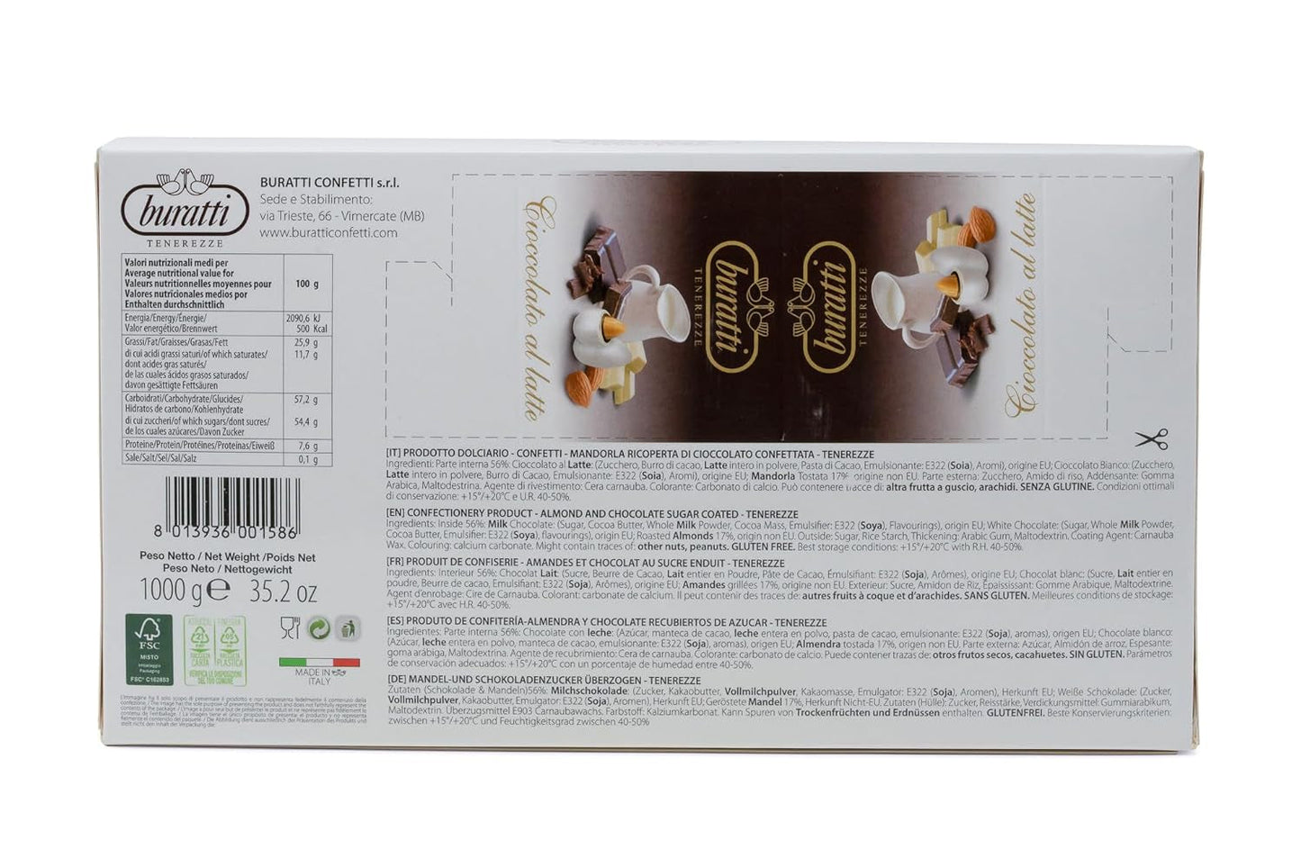Mandler overtrukket med hvid chokolade Tenerezze, 1 stk