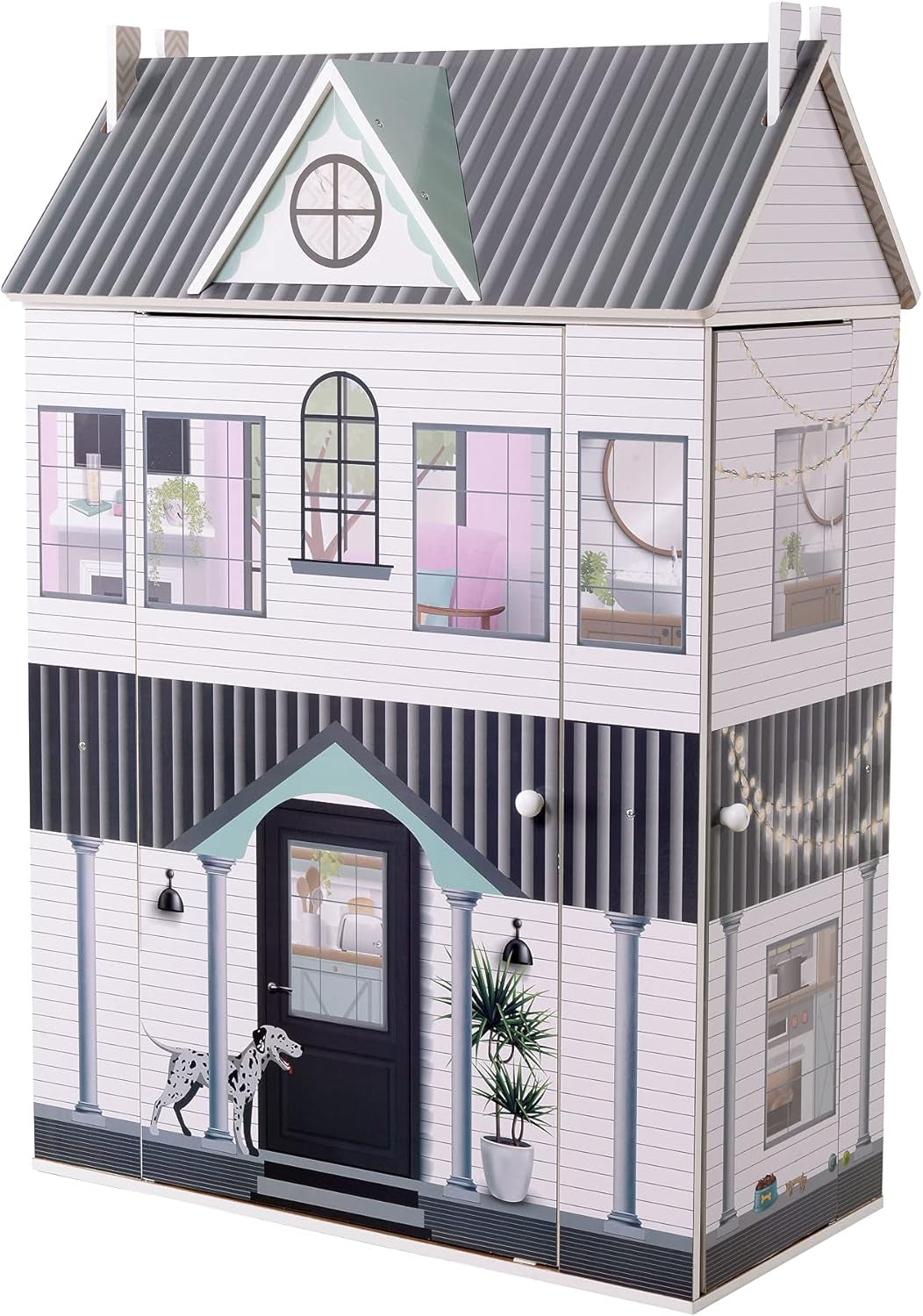 Olivia'S Little World Drømmeland Farmhouse Børn Interaktivt trædukkehus 3 etager med 13 dukkemøbler Tilbehør Hvid TD-13632A Dukkehuse Naty Shop Standardtitel