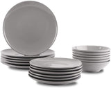 Amazon Basics 18-dele Smoky Grey 6-Serve Stoneware Dinerware Set